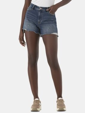 Time And Tru Destructed High Rise 4" Seam Sz 4 Denim Shorts